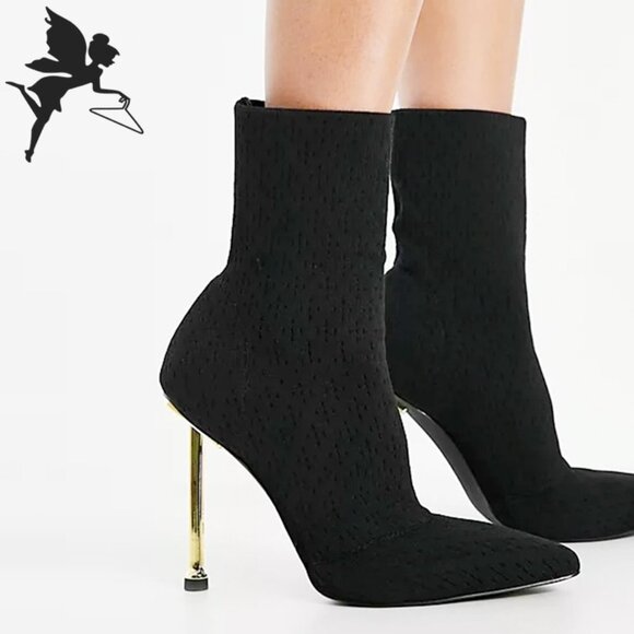 NWOB SIMMI London Shae Sock Pointy Toe Booties - Picture 1 of 10
